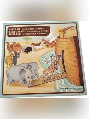 Vintage 1981 Fox Run Noah's Ark 8 Metal Animal Cookie Cutters With Original Box